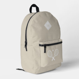 Mochila Impresa Jugador de tenis monogramado moderno Minimalista
