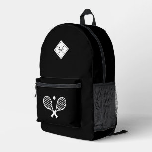 Mochila Impresa Jugador de tenis monogramado moderno Minimalista