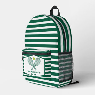 Mochila Impresa Jugador de Tenis Personalizado con Rayas Verdes