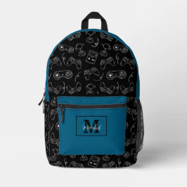 Mochila Impresa Jugador de videojuegos modernos azul y negro