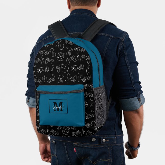 Mochila Impresa Jugador de videojuegos modernos azul y negro  (Insitu (Modelo))