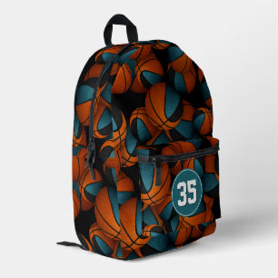 Mochila Impresa Jugadores de baloncesto colores de equipo negro az