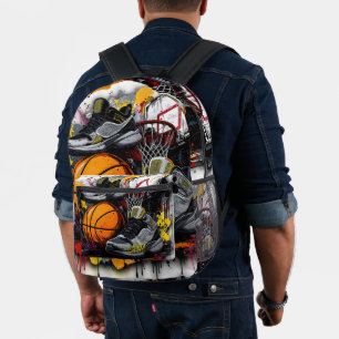 Mochila Impresa Jugando Baloncesto en Mis Viejas Zapatillas de la