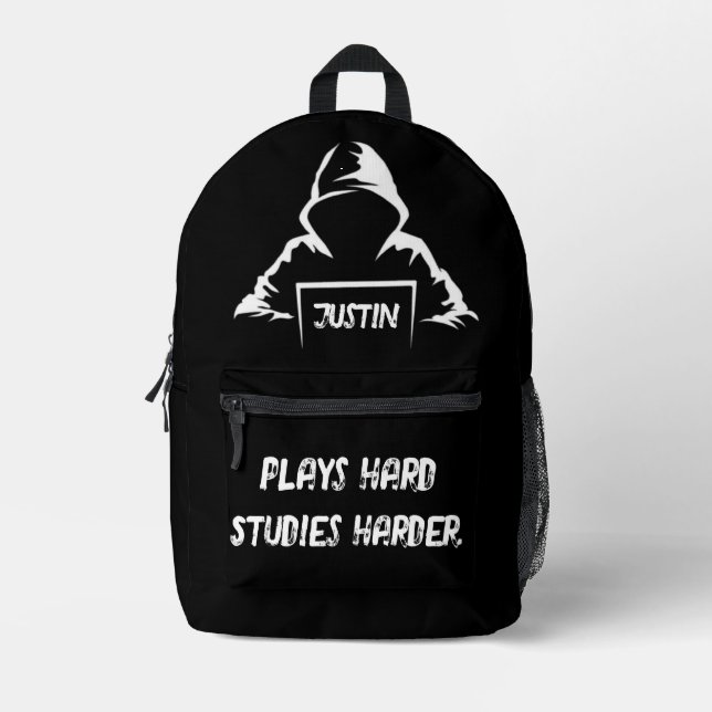 Mochila Impresa Jugar al estudio duro Harder Moda fría T-Shirt (Anverso)