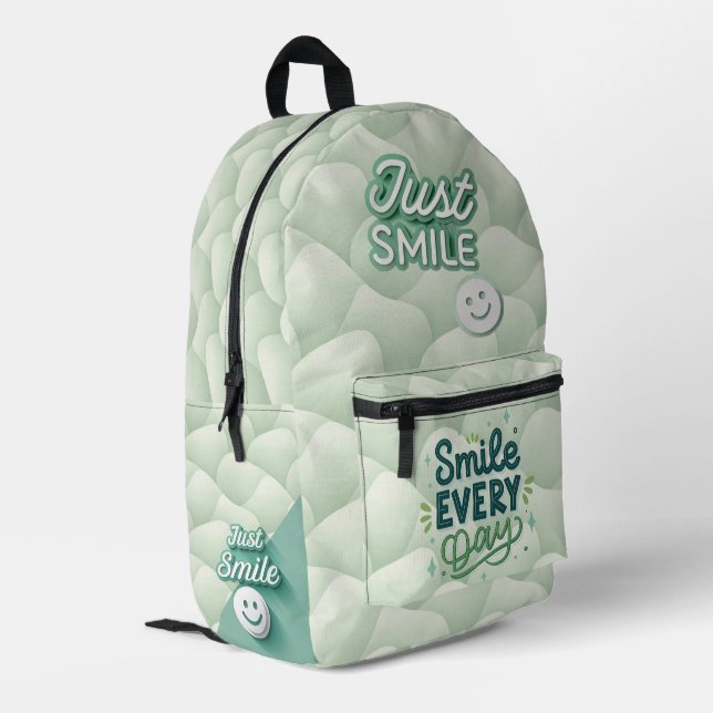 Mochila Impresa Just Smile Minimalist Design – Elegant Modern  (Esquina izquierda trasera)