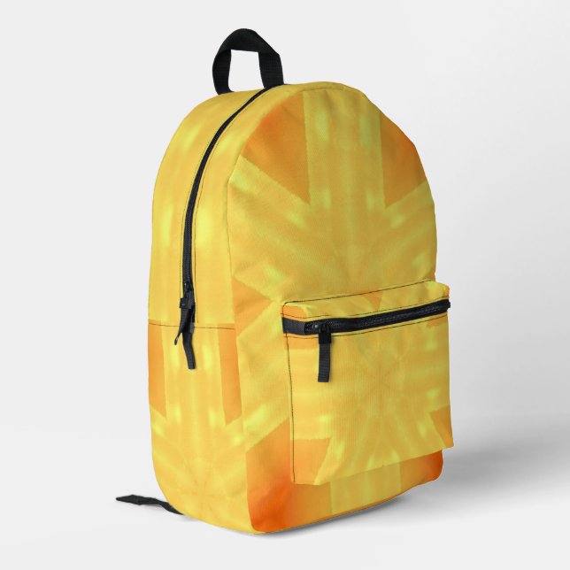 Mochila Impresa Kaleidoscopio de un brillante amanecer y líneas (Esquina izquierda trasera)