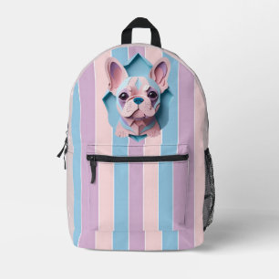 Mochila Impresa Kawaii Bulldog francés Pastel Papel Cortando Arte