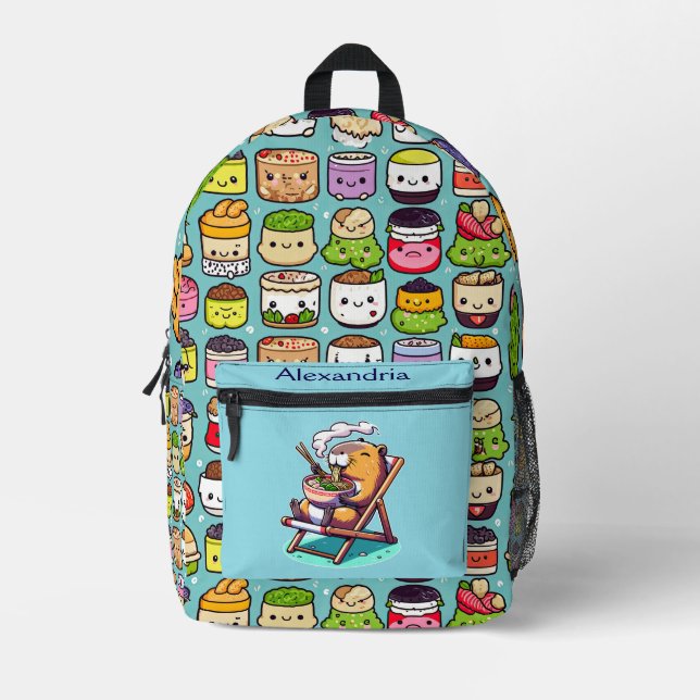Mochila Impresa Kawaii Cute Personalizado Ramen (Anverso)