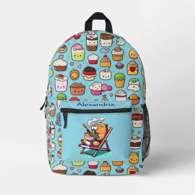 Mochila Impresa Kawaii Cute Personalizado Ramen (Anverso)