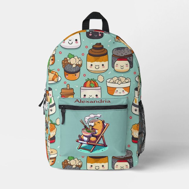 Mochila Impresa Kawaii Cute Personalizado Ramen (Anverso)