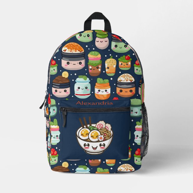 Mochila Impresa Kawaii Cute Personalizado Ramen Cat (Anverso)