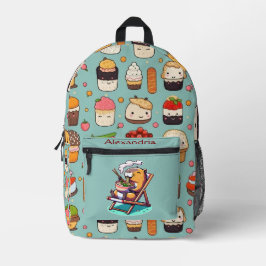 Mochila Impresa Kawaii Cute Personalizado Ramen Cat