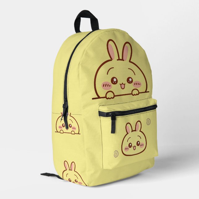 Mochila Impresa Kawaii Yellow Bunny Backpack - Cute School (Esquina izquierda trasera)