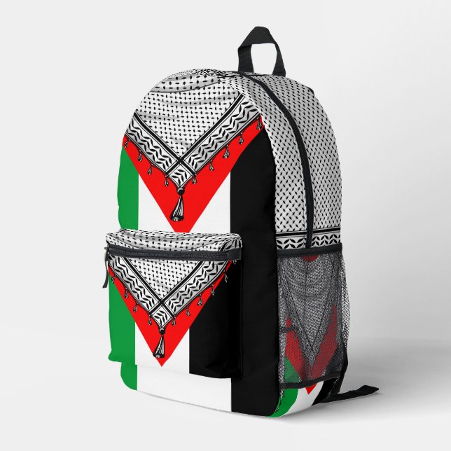 Mochila Impresa Keffiyeh palestino Scarf tejido tradicional (Esquina derecha trasera )