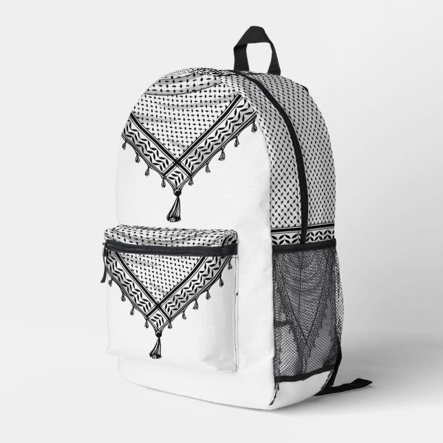 Mochila Impresa Keffiyeh palestino Scarf tejido tradicional (Esquina derecha trasera )