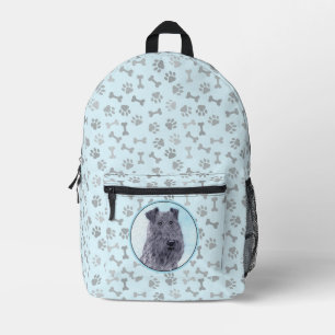 Mochila Impresa Kerry Blue Terrier Pintura Cute Original Perro Art