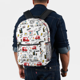 Mochila Impresa Kids Playful Transport Pattern 