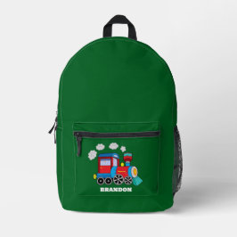 Mochila Impresa Kids Train Boys Blue Custom Name