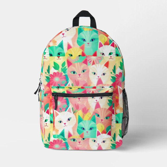 Mochila Impresa Kitties Huddle Pastel Dibujo Arte (Anverso)