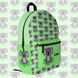 Mochila Impresa Koala con eucalipto, niños personalizables