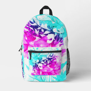 Mochila Impresa Koi Fish en rosa y azul
