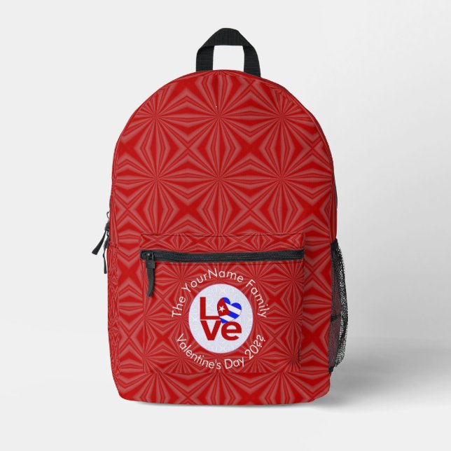 Mochila Impresa La bandera cubana amor rojo personalizado (Anverso)