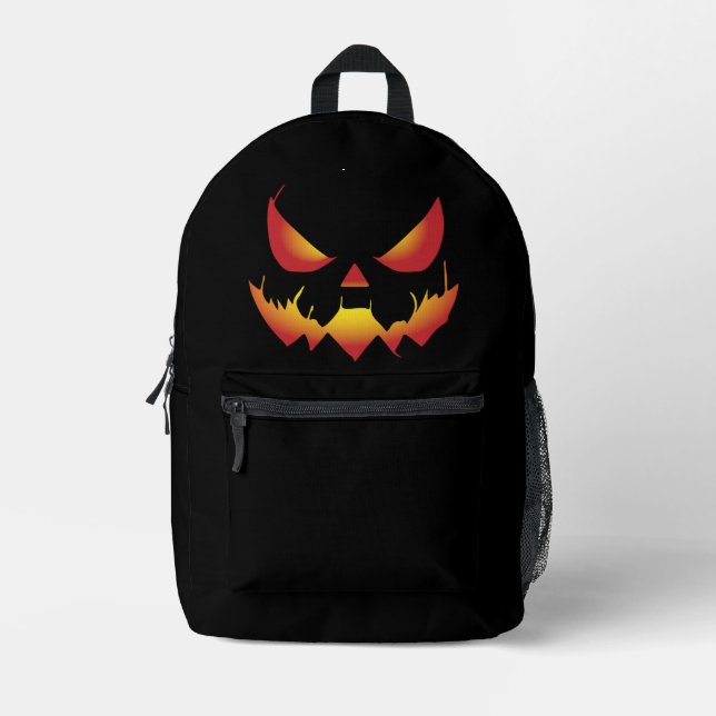 Mochila Impresa La cara de la calabaza de Halloween espumosa en el (Anverso)