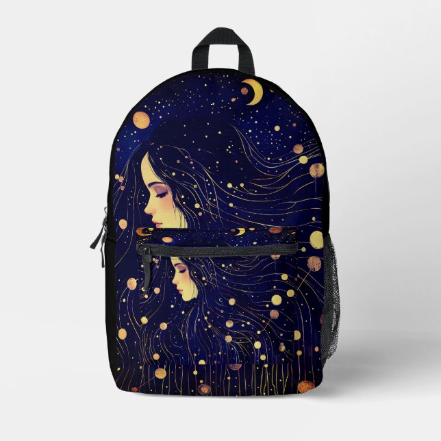 Mochila Impresa La diosa celestial Moon Stars Sky (Anverso)