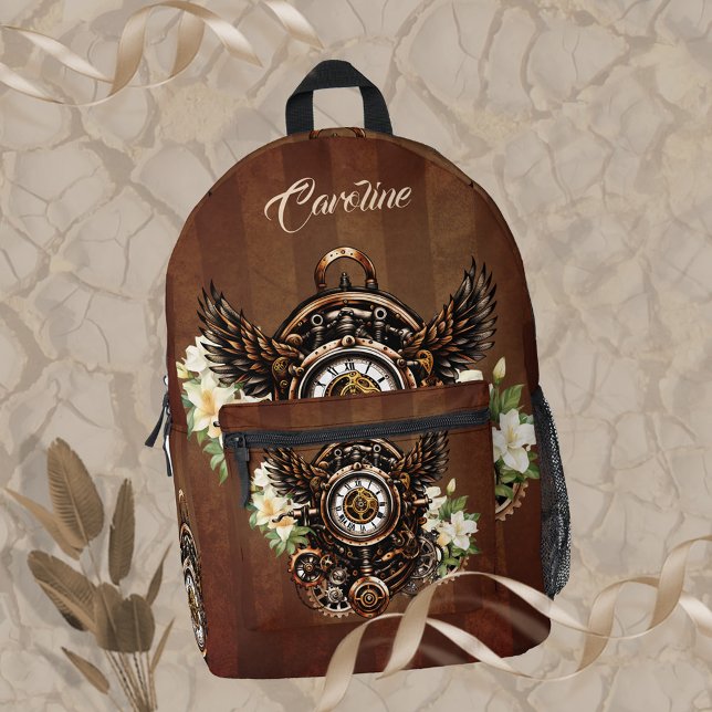 Mochila Impresa La elegancia de la magia floral de Steampunk (Steampunk)