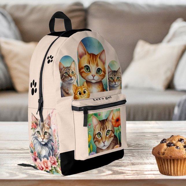 Mochila Impresa La Moda loca dama del gato (Backpack featuring cute cat illustrations (or your custom photos!).)