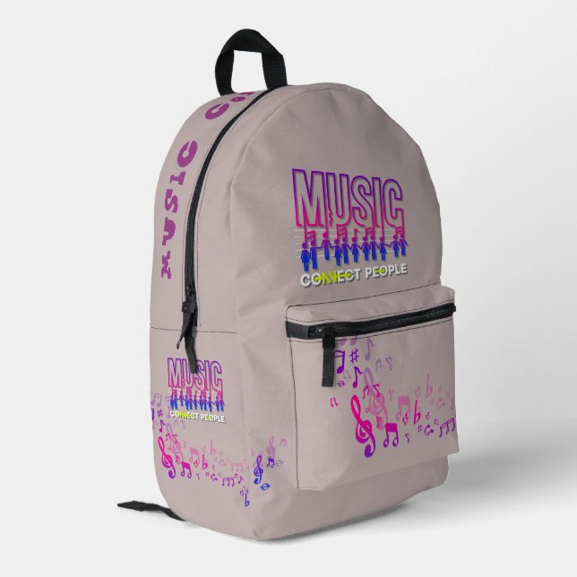 Mochila Impresa La música conecta a la gente | (Esquina izquierda trasera)
