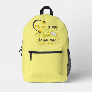 Mochila Impresa La música es mi lenguaje amoroso frase romántica