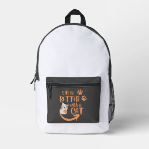 Mochila Impresa la vida es mejor con un gato