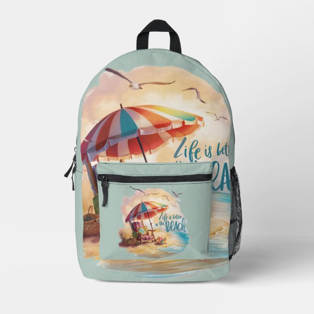 Mochila Impresa La vida es mejor en la playa (Anverso)