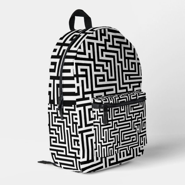 Mochila Impresa Laberinto negro y blanco  (Esquina izquierda trasera)