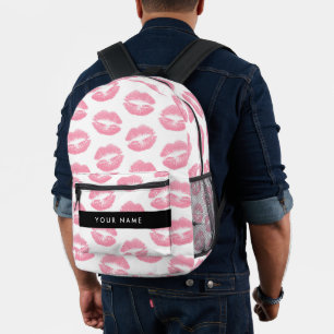 Mochila Impresa Labios rosados, besos, pintalabios, tu nombre, per
