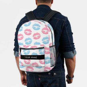 Mochila Impresa Labios rosados, labios azules, besos, tu nombre, p