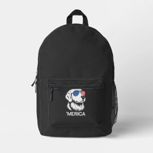 Mochila Impresa Labrador Patriótico Bandera Americana Cuatro de Ju