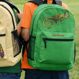 Mochila Impresa Lagarto verde llamado de patrón multicolor