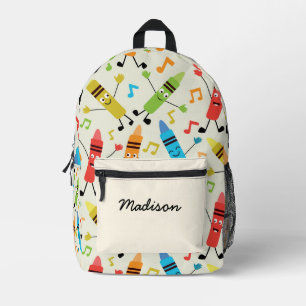 Mochila Impresa Lápices bailarines divertidos con notas musicales 