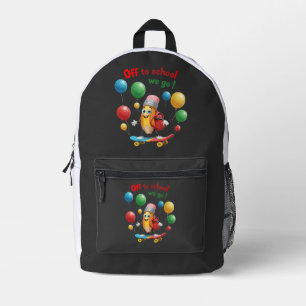 Mochila Impresa Lápiz lindo en monopatín Divertido regreso a cla