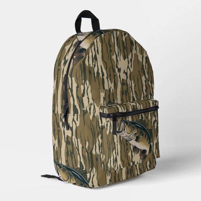 Mochila Impresa Largemouth Bass Bottomland Camo Bass Pescadores Ho (Esquina izquierda trasera)