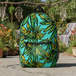 Mochila Impresa Las hojas tropicales de amarillo verde y exótico e