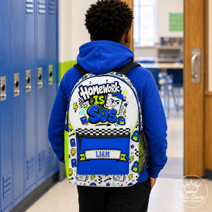 Mochila Impresa Las tareas son divertidas para niños azules y verd