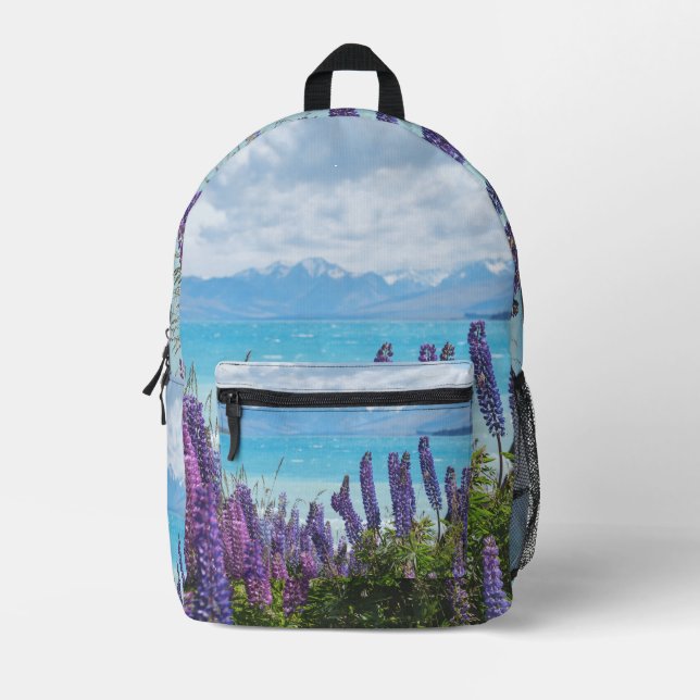 Mochila Impresa lavanda en la orilla del lago (Anverso)