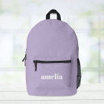 Mochila Impresa Lavanda moderna morada personalizada<br><div class="desc">Mochila de lavanda morada personalizada con su nombre de monograma o iniciales en un gran tipo de letra blanca,  audaz y de moda.</div>