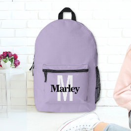 Mochila Impresa Lavanda moderna Purple Cute Corta Nombre Audaz Per