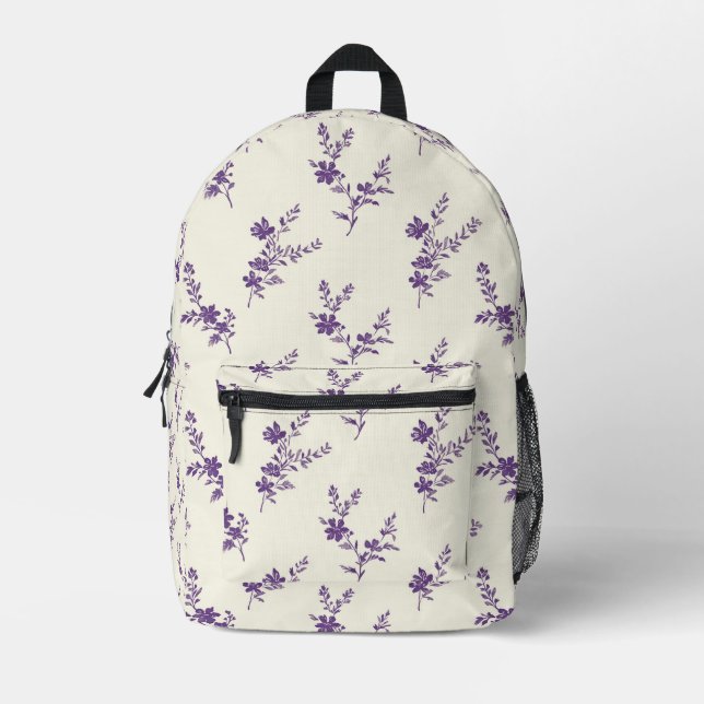 Mochila Impresa Lavender Florals (Anverso)