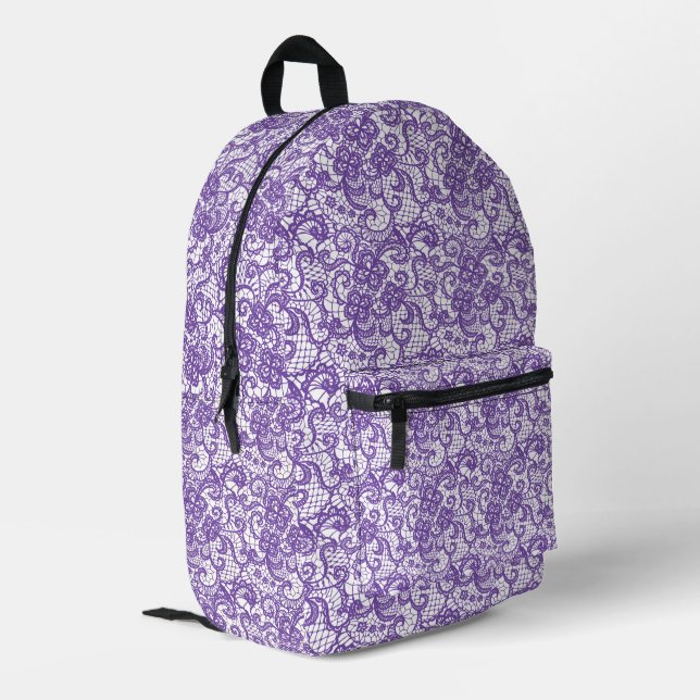 Mochila Impresa Lazo Blanco Sobre El Púrpura (Esquina izquierda trasera)