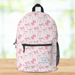 Mochila Impresa Lazo Coqueta Rosa Nombre Personalizado